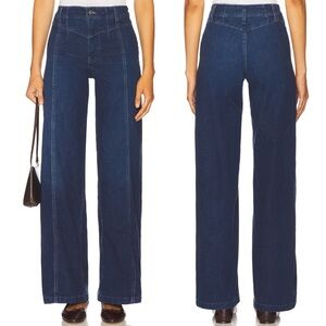 Free People Libre Wide Leg High Rise Revolve Blue Jeans in Lock and Key size 31